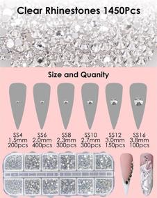 img 2 attached to 💎 Комплект фольги для ногтей с растворимыми камнями 💎 - "Tufusiur Nail Gems Crystal AB Clear Jewels Diamonds" (5780 штук). Акриловые материалы для ногтей для Хэллоуина, рождественских подарков и рукоделия.