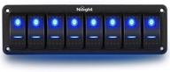 🚦 nilight 8 gang aluminum rocker switch panel: blue backlit toggle dash, pre-wired 5 pin on/off rocker switch for car, marine, boat, rv - 2 years warranty logo