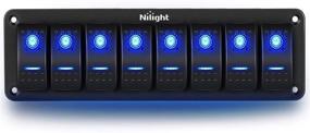img 4 attached to 🚦 Nilight 8 Gang Aluminum Rocker Switch Panel: Blue Backlit Toggle Dash, Pre-Wired 5 Pin ON/Off Rocker Switch for Car, Marine, Boat, RV - 2 Years Warranty