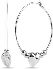 img 3 attached to 💫 LeCalla Sterling Silver Teen Hoop Earrings: Lightweight Heart, Star, and Cross Design for Effortless Style!