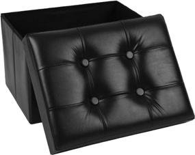 img 3 attached to 🪑 AOLIDAZ Foldable Storage Ottoman Footrest Stool in Faux Leather Black - Ideal for Bedroom and Living Room, with 350lbs Weight Capacity