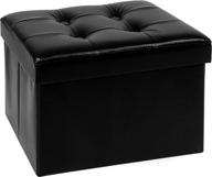 🪑 aolidaz foldable storage ottoman footrest stool in faux leather black - ideal for bedroom and living room, with 350lbs weight capacity logo