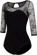 🩰 limiles adult ballet leotard: elegant 3/4 sleeve design with lace back logo