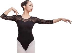 img 3 attached to 🩰 Limiles Adult Ballet Leotard: Elegant 3/4 Sleeve Design with Lace Back