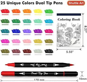 img 3 attached to 🎨 Shuttle Art Dual Tip Brush Pens Art Markers Set with Coloring Book - 25 Fine and Brush Dual Tip Colors for Kids, Adults, Artists - Ideal for Calligraphy, Hand Lettering, Journaling, Doodling, Writing