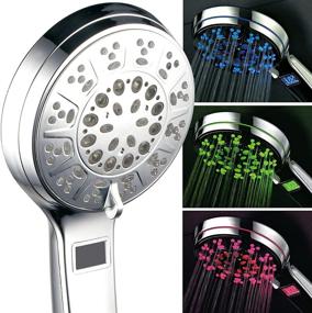 img 3 attached to 🚿 Душ с LED подсветкой 3 цветов с дисплеем температуры, покрытие хром, 4,25 дюйма