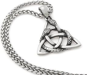 img 2 attached to GUNGNEER Stainless Steel Celtic Knot Snake Triquetra Circle Pendant Necklace with 20/28 inch Keel Chain - Authentic Irish Jewelry