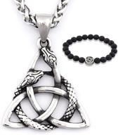 gungneer stainless steel celtic knot snake triquetra circle pendant necklace with 20/28 inch keel chain - authentic irish jewelry logo