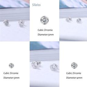 img 1 attached to Sllaiss Sterling Silver Cubic Zirconia Bezel Set Stud Earrings Set for Women and Girls - Round Cut CZ Earrings 3 Pairs - Martini Stud Earrings - Hypoallergenic