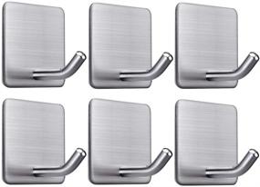 img 4 attached to 🔗 FOTYRIG Heavy Duty Adhesive Hooks - Set of 6 Stainless Steel Stick on Wall Hooks for Hanging Towels, Door Cabinets, and More - Ideal for Kitchen, Bathroom, and Home Use