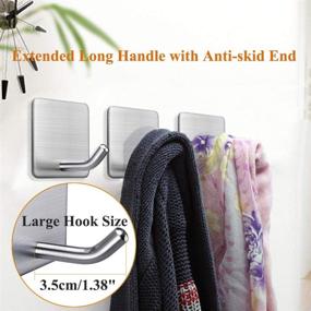 img 3 attached to 🔗 FOTYRIG Heavy Duty Adhesive Hooks - Set of 6 Stainless Steel Stick on Wall Hooks for Hanging Towels, Door Cabinets, and More - Ideal for Kitchen, Bathroom, and Home Use