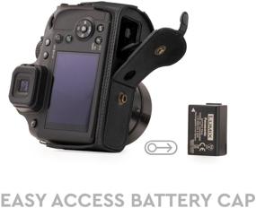 img 1 attached to 📷 MegaGear Panasonic Lumix DC-FZ80 / FZ82 Leather Camera Case and Strap, Black - Battery Accessible - MG1223