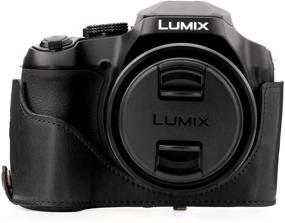 img 2 attached to 📷 MegaGear Panasonic Lumix DC-FZ80 / FZ82 Leather Camera Case and Strap, Black - Battery Accessible - MG1223