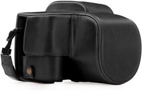 img 4 attached to 📷 MegaGear Panasonic Lumix DC-FZ80 / FZ82 Leather Camera Case and Strap, Black - Battery Accessible - MG1223