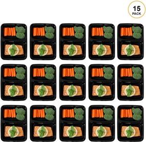 img 3 attached to 🍱 Freshware Meal Prep Containers [15 Pack] - 2 Compartment with Lids, Bento Box, Food Storage Containers, Stackable, BPA Free, Microwave/Dishwasher/Freezer Safe (32 oz)