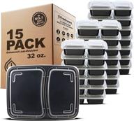 🍱 freshware meal prep containers [15 pack] - 2 compartment with lids, bento box, food storage containers, stackable, bpa free, microwave/dishwasher/freezer safe (32 oz) логотип