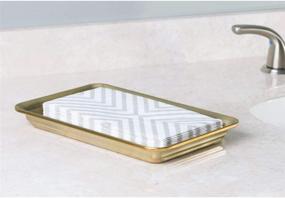 img 3 attached to 🛁 Soft Brass Metal Storage Tray for Bathroom Vanity Countertops, Closets, Dressers - Organizer for Guest Hand Towels, Watches, Earrings, Makeup Brushes, Reading Glasses