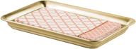 🛁 soft brass metal storage tray for bathroom vanity countertops, closets, dressers - organizer for guest hand towels, watches, earrings, makeup brushes, reading glasses logo