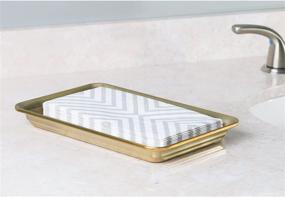 img 2 attached to 🛁 Soft Brass Metal Storage Tray for Bathroom Vanity Countertops, Closets, Dressers - Organizer for Guest Hand Towels, Watches, Earrings, Makeup Brushes, Reading Glasses