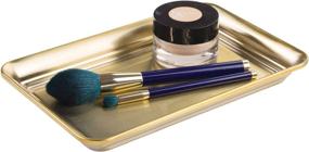 img 1 attached to 🛁 Soft Brass Metal Storage Tray for Bathroom Vanity Countertops, Closets, Dressers - Organizer for Guest Hand Towels, Watches, Earrings, Makeup Brushes, Reading Glasses