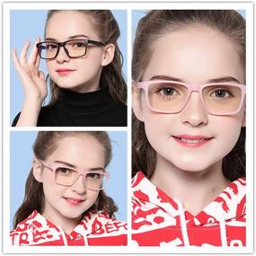 img 3 attached to 👓 MAXJULI Детские очки от блокировки синего света: Защитите глаза вашего ребенка от цифрового напряжения с квадратной оправой TR90 - прозрачный красный.