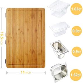 img 2 attached to 🔪 Bamboo Cutting Board Set with Containers: Chopping Boards for Kitchen, Juice Groove, Easy Grip Handle - Ideal for Meat, Fruits, Vegetables