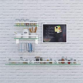 img 2 attached to VOLPONE 15.7in Glass Bathroom Shelf with Towel Bar - Wall Mounted Glass Shower Shelf with Towel Rack Holder (2 Tier, Silver)