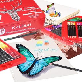 img 1 attached to 🖍️ Красочные карандаши Kalour Premium (3,8 мм) - комплект из 180 цветов для художников - мягкое сердце, пронумерованные и названные - идеально подходят для раскрашивания, скетчинга, теней - художественный карандаш для взрослых, детей, начинающих.