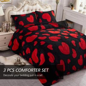 img 2 attached to 🔥 JML Fleece Blanket - Super Soft Warm, Korean Style Reversible Printed Winter Borrego Blanket - 3-Pieces Sherpa Blanket (Black Red Heart, King Size 79x91)