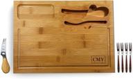 🧀 cme collections charcuterie board with bamboo cheese board, knife set, and serving tray - reversible 2-in-1 cheese plate, platter, cutting board, chopping board logo