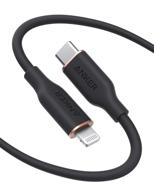 anker powerline iii flow usb c to lightning cable for iphone 13 13 pro 12 11 x xs xr 8 plus [mfi certified, 6ft, midnight black] with power delivery support - silicone cable (charger not included) logo