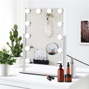 img 4 attached to 💄 Hollywood Makeup Vanity Mirror with Lights, 12 Dimmable Bulbs and USB Charging, Smart Touch Control, 3 Colors Dimmable, 360° Rotation, Removable 10x Magnification - Makeup Mirror for Vanity Desk