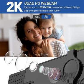 img 3 attached to 🎥 Enhance Your Video Experience with the Webcam 2K HD Streaming Camera: Built-in Microphone, Privacy Shutter, Tripod - Perfect for PC Video Conferencing, Calling, Gaming, Laptop, Desktop Mac