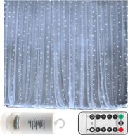 🌟 enhance any occasion with battery operated 300 led curtain string lights - remote controlled, timer included! perfect for weddings, christmas, and camping (9.8×9.8ft, dimmable, cool white) logo