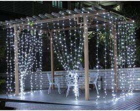 img 2 attached to 🌟 Enhance any Occasion with Battery Operated 300 LED Curtain String Lights - Remote Controlled, Timer Included! Perfect for Weddings, Christmas, and Camping (9.8×9.8ft, Dimmable, Cool White)