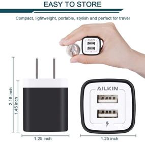 img 3 attached to 🔌 Быстрый зарядной USB-адаптер для стены: набор Ailkin из 3 штук, два порта с током 2.1А для iPhone 13 12 SE XS Plus, Samsung Galaxy, LG, HTC, Moto, Kindle Power.