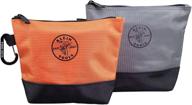 klein tools 55470 utility bag, stand-up zipper tool bags, durable 1680d ballistic weave, reinforced bottoms, orange/black, gray/black, pack of 2 logo