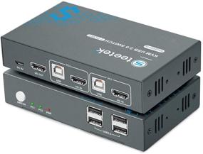 img 4 attached to 🔌 2-портовый HDMI 2.0 переключатель KVM 4K@60 Гц с USB 2.0 хабом - Совместим с клавиатурами и мышками - Кнопка переключения