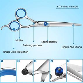 img 2 attached to 💇 COOLALA Stainless Steel Hair Cutting Scissors 6.5 Inch - Professional Salon Barber Haircut Shears with Comb - Home Use for Men, Women, Adults, Kids, and Babies