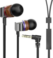 🎧 wood in-ear earphones earbuds: noise-isolating zipper wired headphone with mic & 3.5mm logo