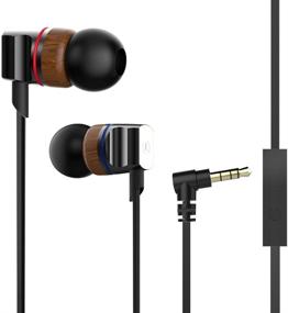 img 2 attached to 🎧 Wood in-Ear Earphones Earbuds: Noise-isolating Zipper Wired Headphone with Mic & 3.5mm