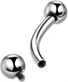 img 2 attached to 💎 Premium 316L Stainless Steel 12-00GA Large Gauge Internally Threaded Curved Barbell - Durable and Stylish Body Jewelry