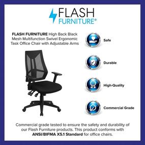 img 1 attached to Swivel Ergonomic Task Office Chair - Flash Furniture High Back Black Mesh, Multifunction, Adjustable Arms