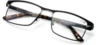 👓 enhanced vision: men's premium large metal reader - rectangle stainless steel reading glasses logo