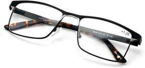 img 4 attached to 👓 Enhanced Vision: Men's Premium Large Metal Reader - Rectangle Stainless Steel Reading Glasses