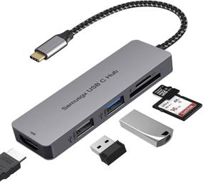 img 4 attached to 🔌 5-in-1 USB C Hub - Multiport Adapter Type C Dongle for MacBook Pro, iPad Pro & More (HDMI/USB 2.0/USB 3.0/TF/SD)