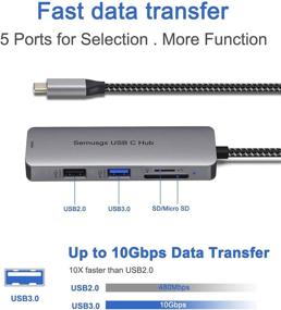img 3 attached to 🔌 5-in-1 USB C Hub - Multiport Adapter Type C Dongle for MacBook Pro, iPad Pro & More (HDMI/USB 2.0/USB 3.0/TF/SD)