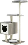 sweet barks stylish wood modern cat tree | multi-level cat tower 🐱 condo | cat activity tower with scratching posts | removable/washable mats (base tower) logo