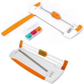 img 1 attached to 🔪 8-Inch Rotary Paper Trimmer with 3 Blades - Portable Paper Cutter for Scrapbooking Crafts, Papers, Coupons, Labels, and Cardstock, Featuring Side Ruler