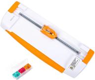 🔪 8-inch rotary paper trimmer with 3 blades - portable paper cutter for scrapbooking crafts, papers, coupons, labels, and cardstock, featuring side ruler logo